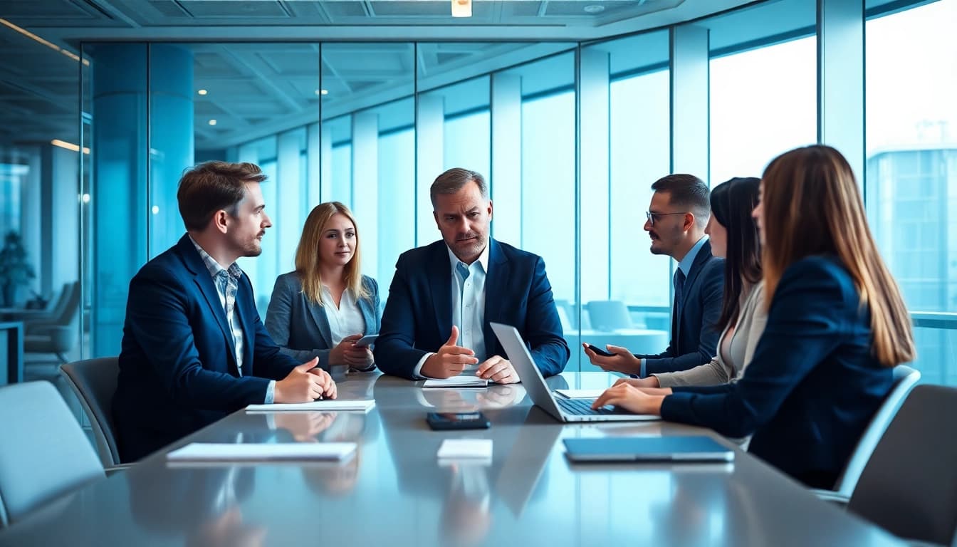 Headhunter Schweiz berät Fachkräfte in einem modernen Büro mit hellem Licht und professionellen Elementen.