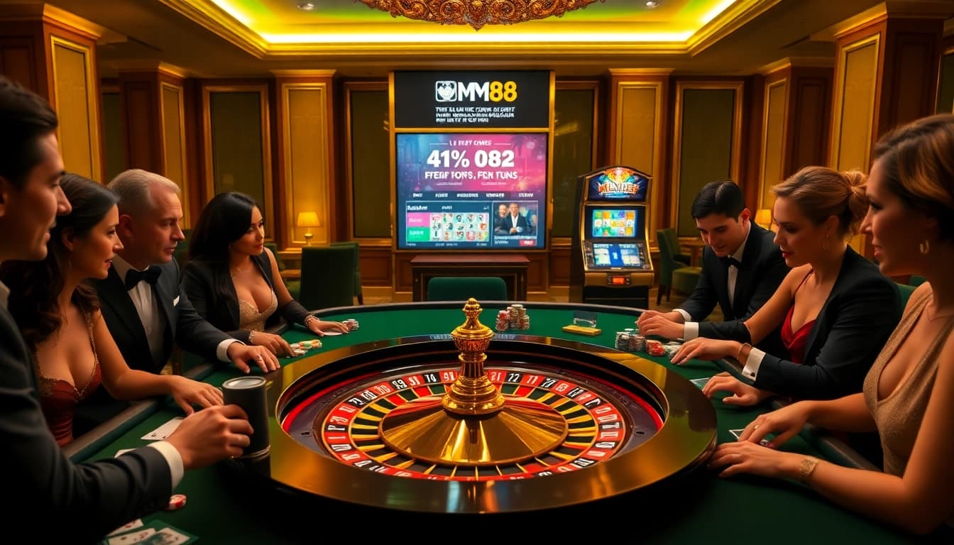 Experience the excitement of MM 88 at a luxury casino with poker games and roulette.