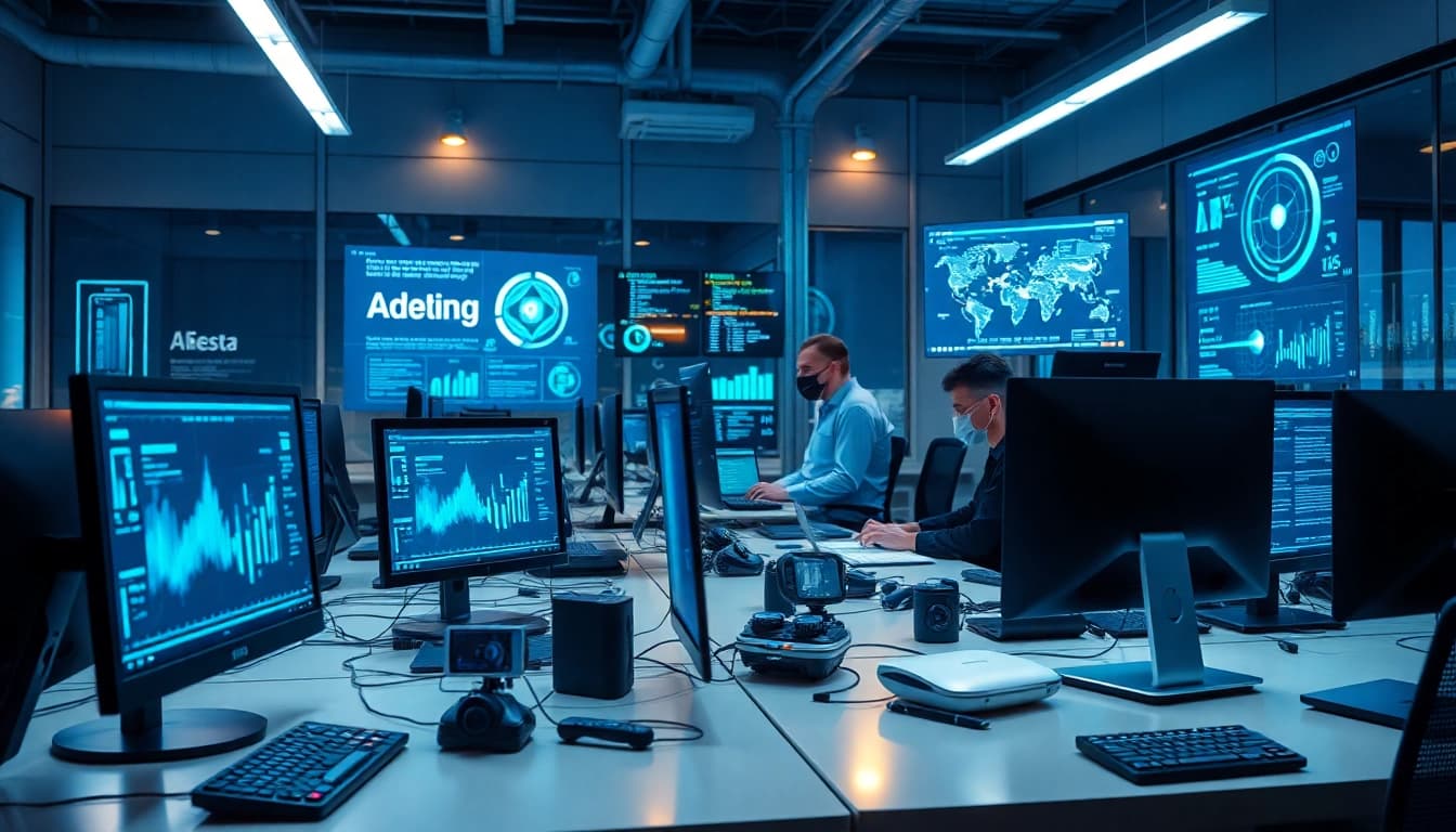Modern AI workspace showcasing innovative technology for 18+ ai applications.