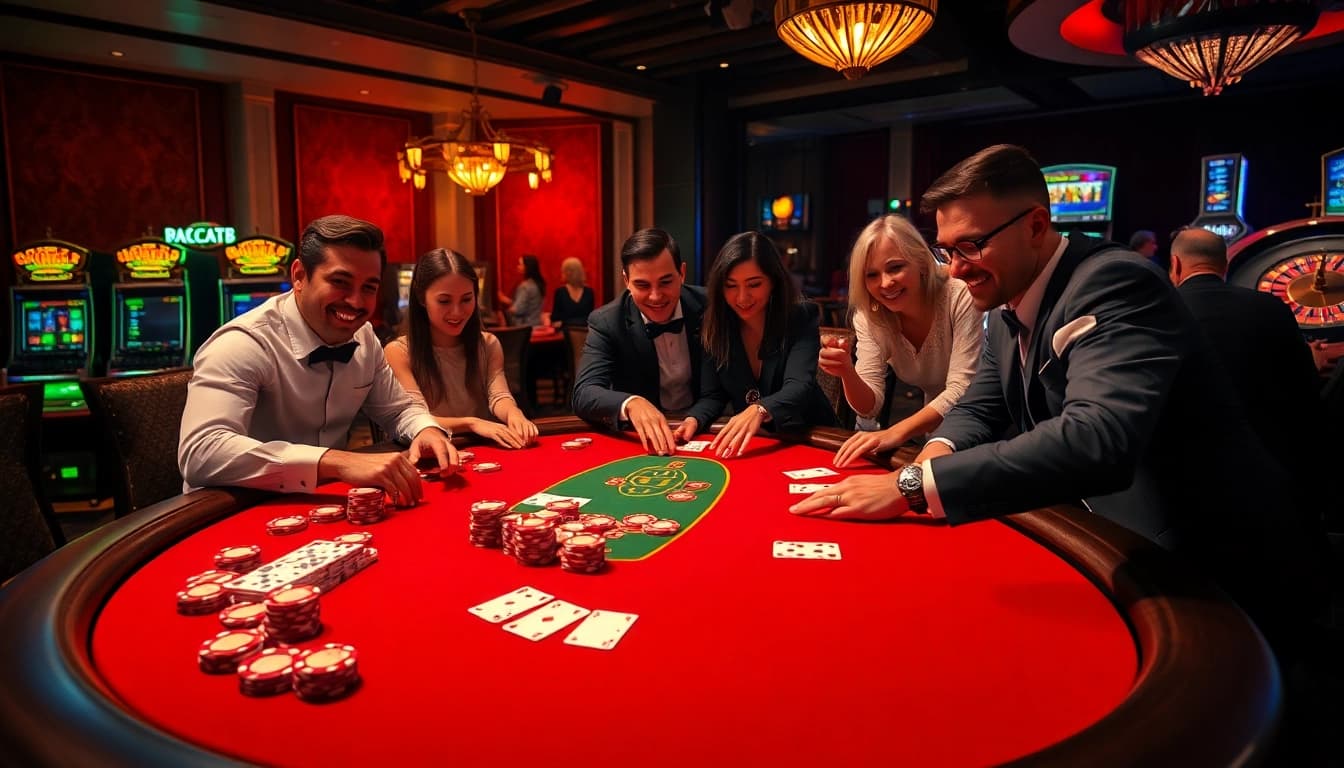 Trải nghiệm sự sang trọng và phấn khích của LUCK8 và LUCKY8 trên bàn casino năng động với người chơi tham gia các trò chơi cược cao.