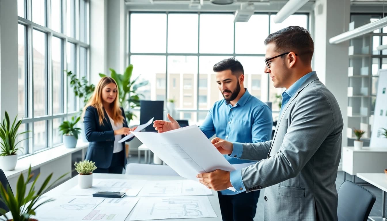 Headhunter Ingenieure präsentiert technische Lösungen in modernem Büro.
