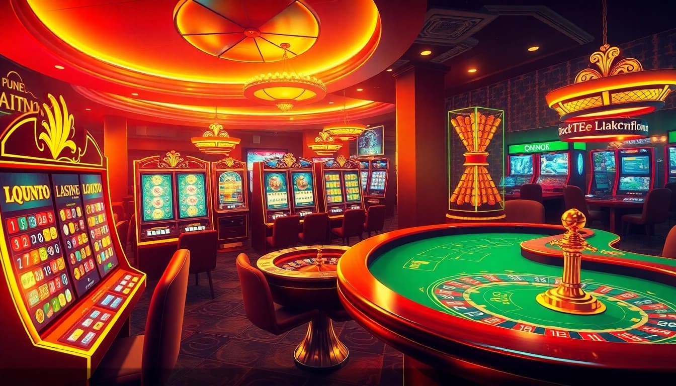 Experience thrilling online casino games like slots and blackjack in a vibrant virtual setting.