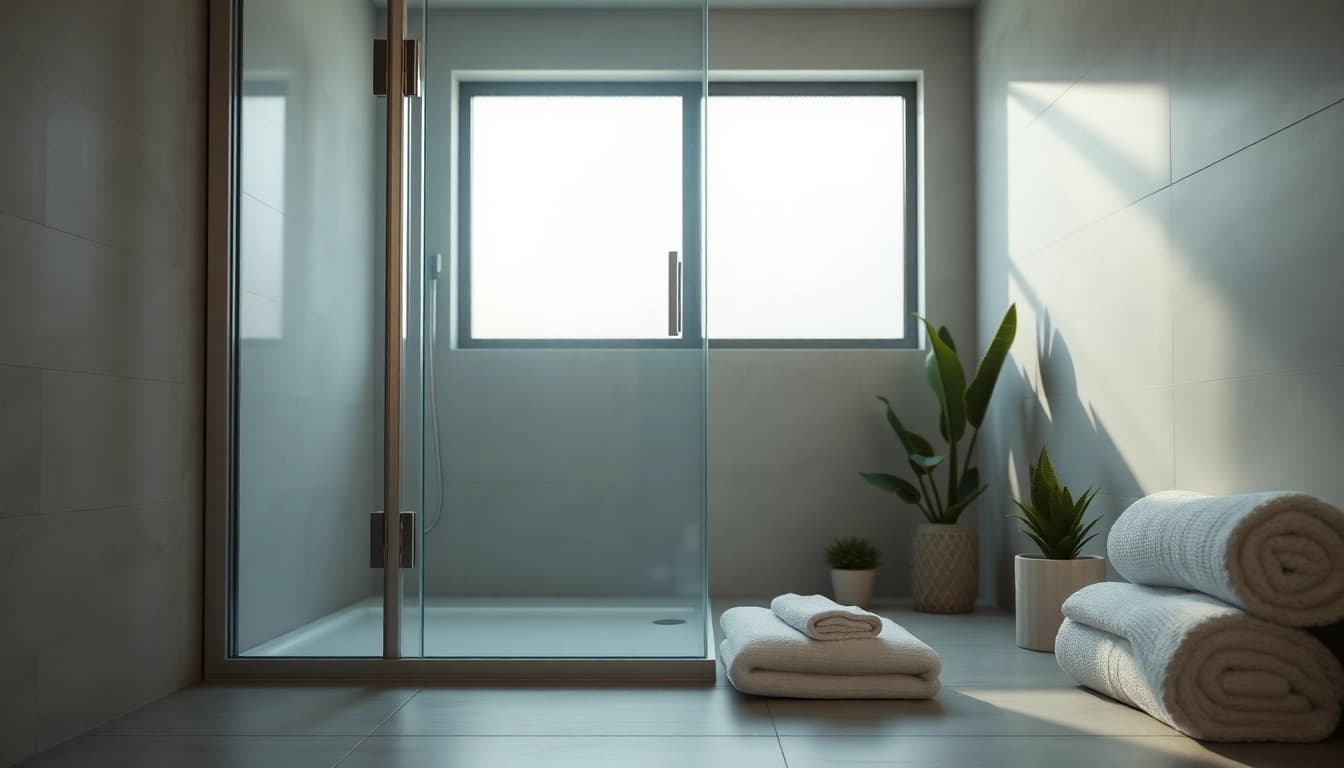 Duschkabine 100x100 mit modernem Design in einem eleganten Badezimmer.