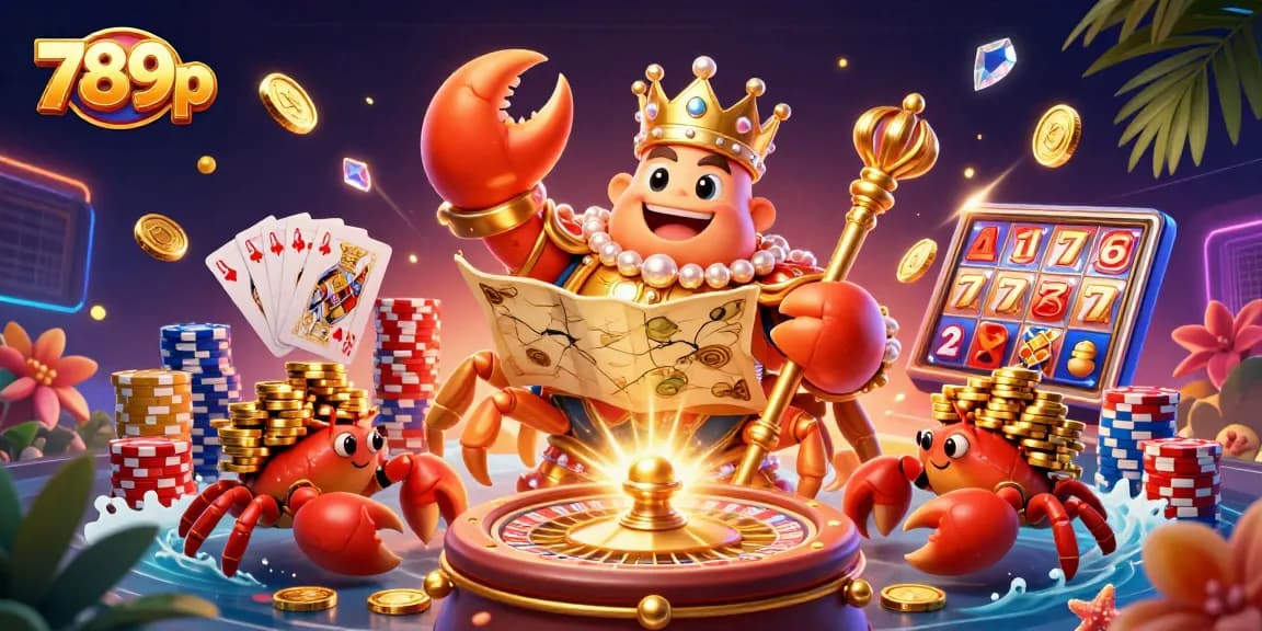 Catch the excitement at 789p with a dazzling 3D illustration showcasing vibrant casino elements.