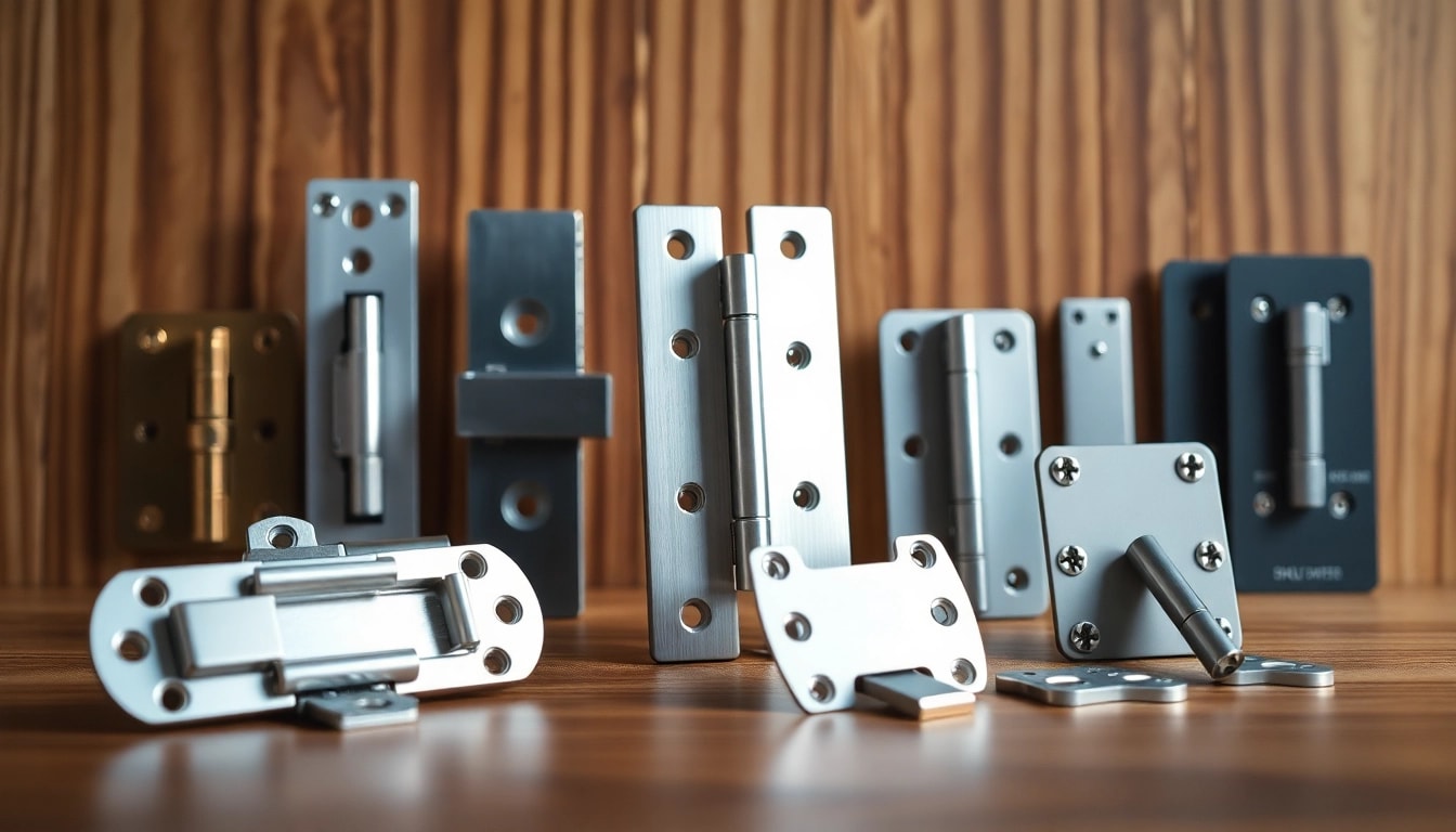 Cabinet Hinge Manufacturers präsentieren verschiedene Designs und Oberflächen in einem strukturierten Umfeld.