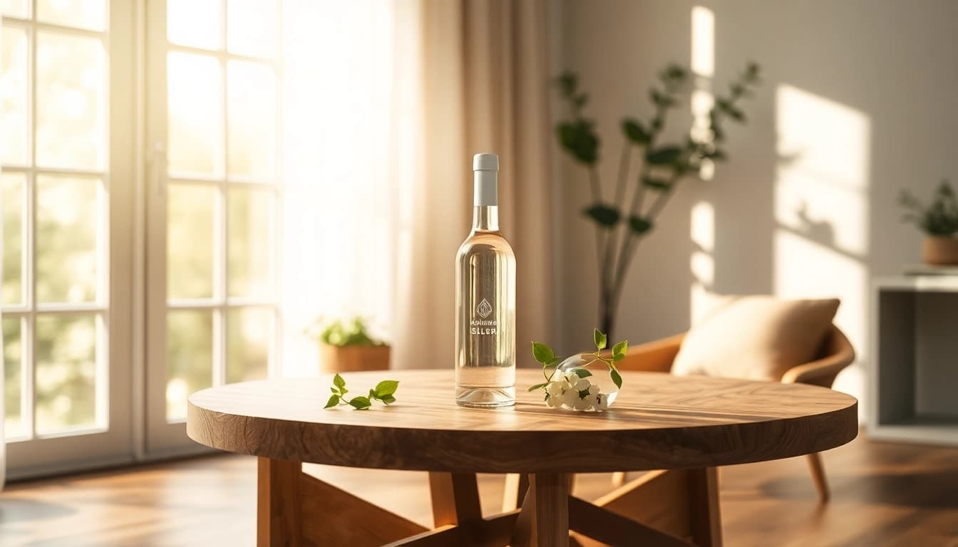 Erleben Sie die Vorteile von kolloidales Silber kaufen mit unserer eleganten Flasche und frischen Kräutern.
