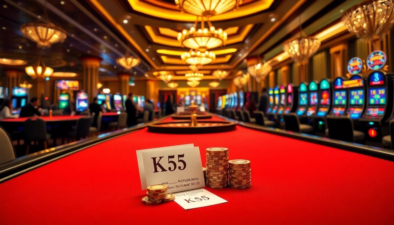 Action-packed casino scene with players at KK55 poker table showcasing high stakes excitement.