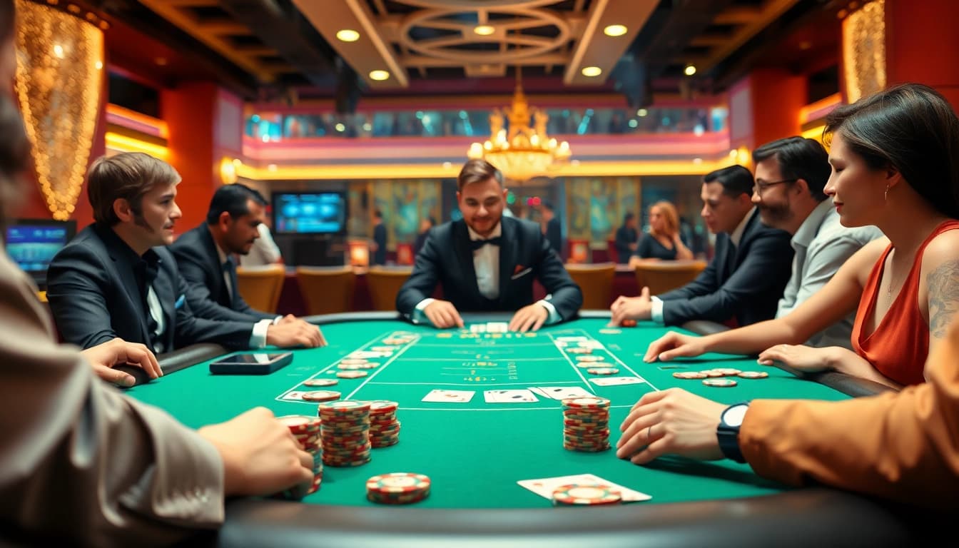 Spannende Casino-Szene auf casinospielen.de mit Kartenspielen und Spielern.