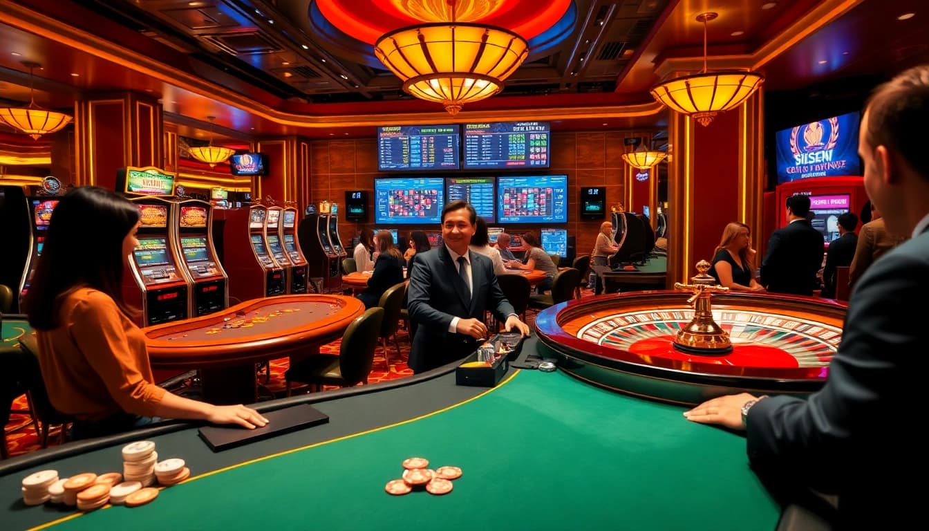 Engaging with the Plagiatscanner as casino players enjoy a thrilling game atmosphere.