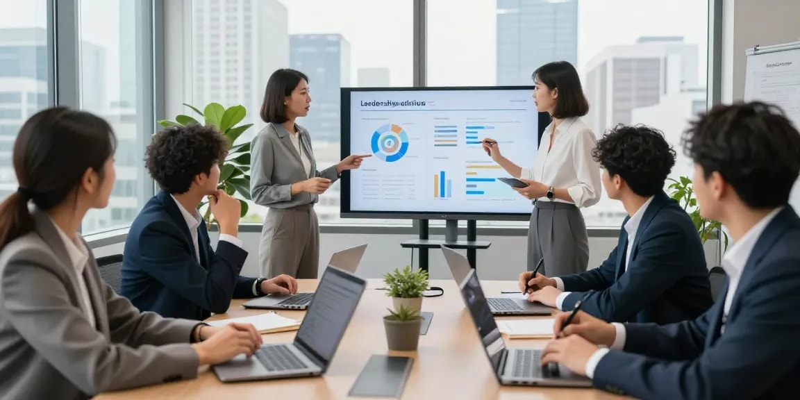 Schlechte Führung erkennen, Team in modernem Büro diskutiert Feedback zu Führungskräften.