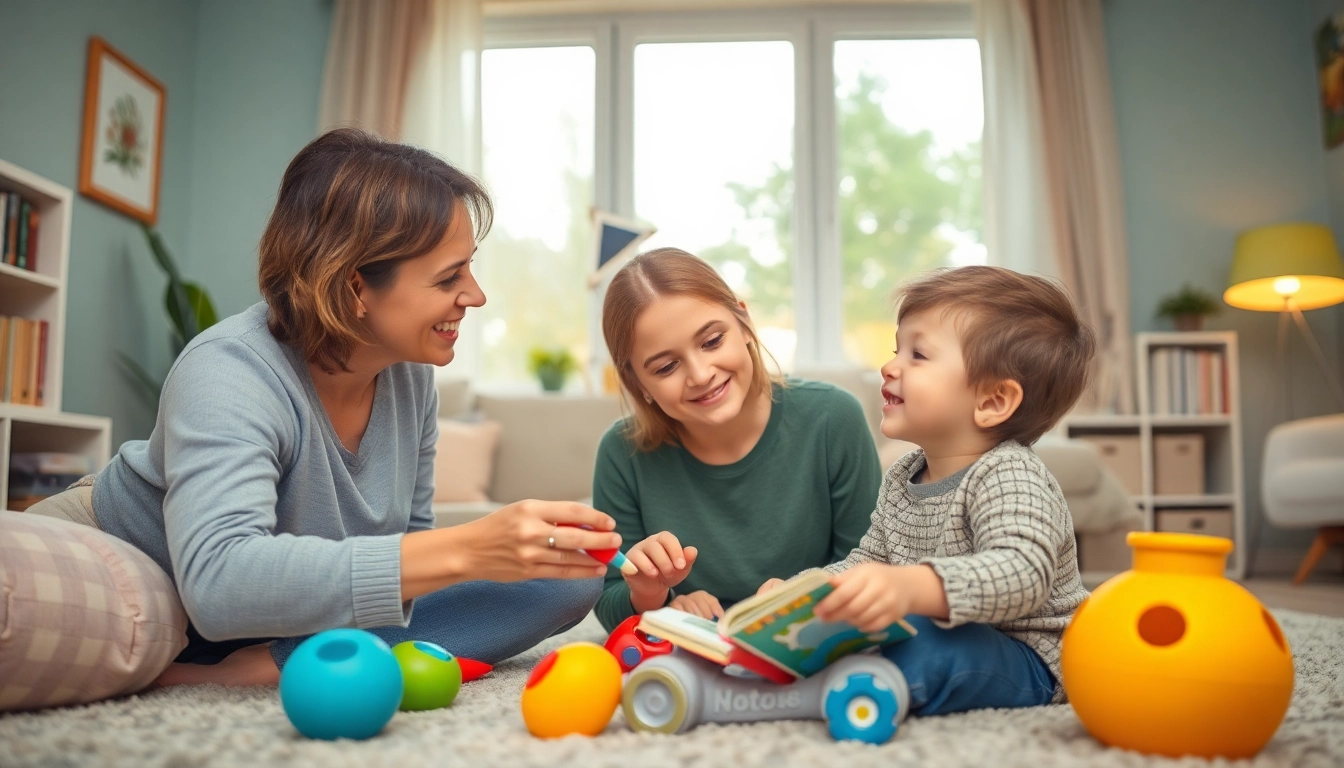 Kindererziehung: Mutter spielt liebevoll mit ihrem Kind im Wohnzimmer, um eine positive Erziehungsumgebung zu zeigen.
