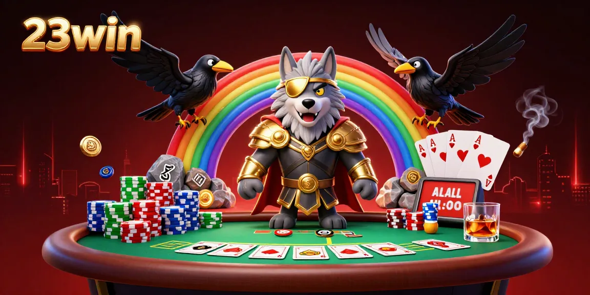 Engage with 23win's vibrant 3D representation featuring Odin, showcasing a thrilling poker encounter.