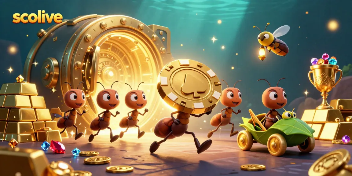 Engage with Socolive as cartoon ants navigate an animated heist through gambling treasures.