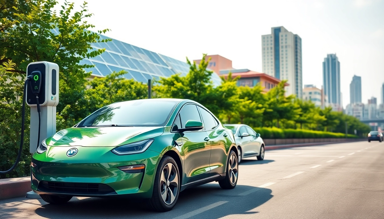 Elektroautos in urban setting, showcasing sleek design and eco-friendly technology.