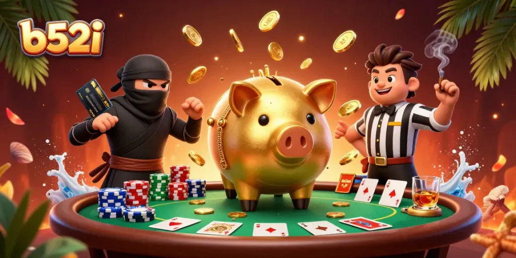 Experience thrilling gameplay with b52i in a dynamic casino scene filled with action and excitement.