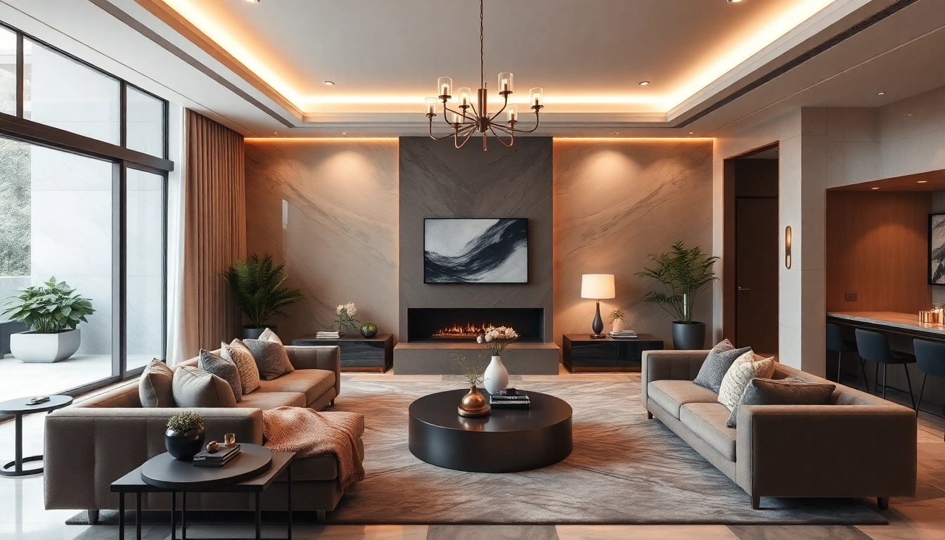 Experience the luxury of a beautifully designed living room with elegant decor and rich textures.