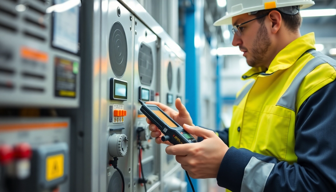 Technician conducting a BGV A3 inspection on electrical equipment to ensure safety compliance.