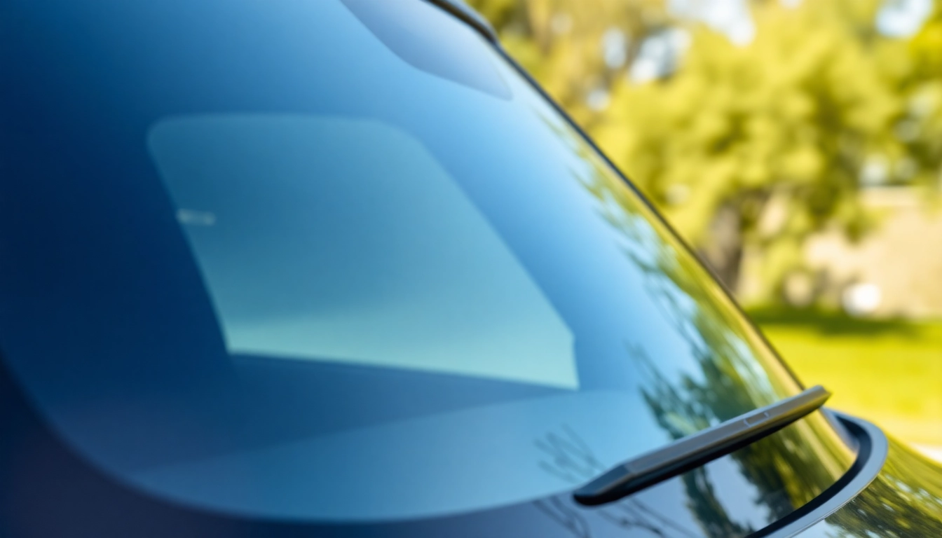 Steinschlagschutz Auto auf Windschutzscheibe in strahlendem Licht für optimalen Schutz.