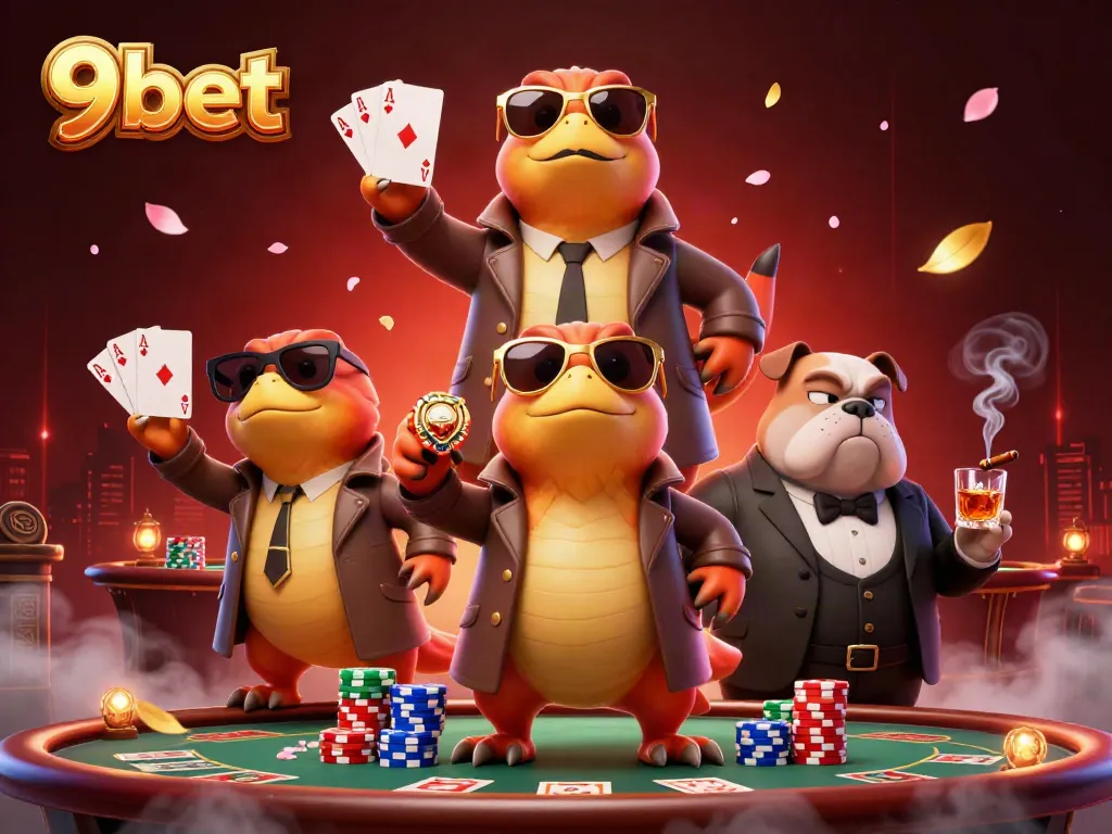 Enhance your winning chances with 9bet in a vibrant 3D casino scene.