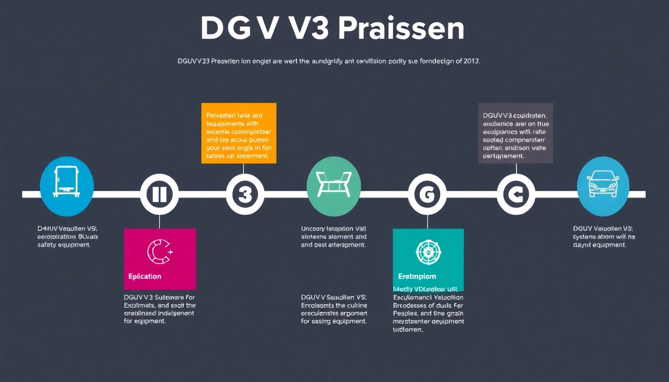 Infographic highlighting the steps and importance of DGUV V3 Prüfung in workplace safety.