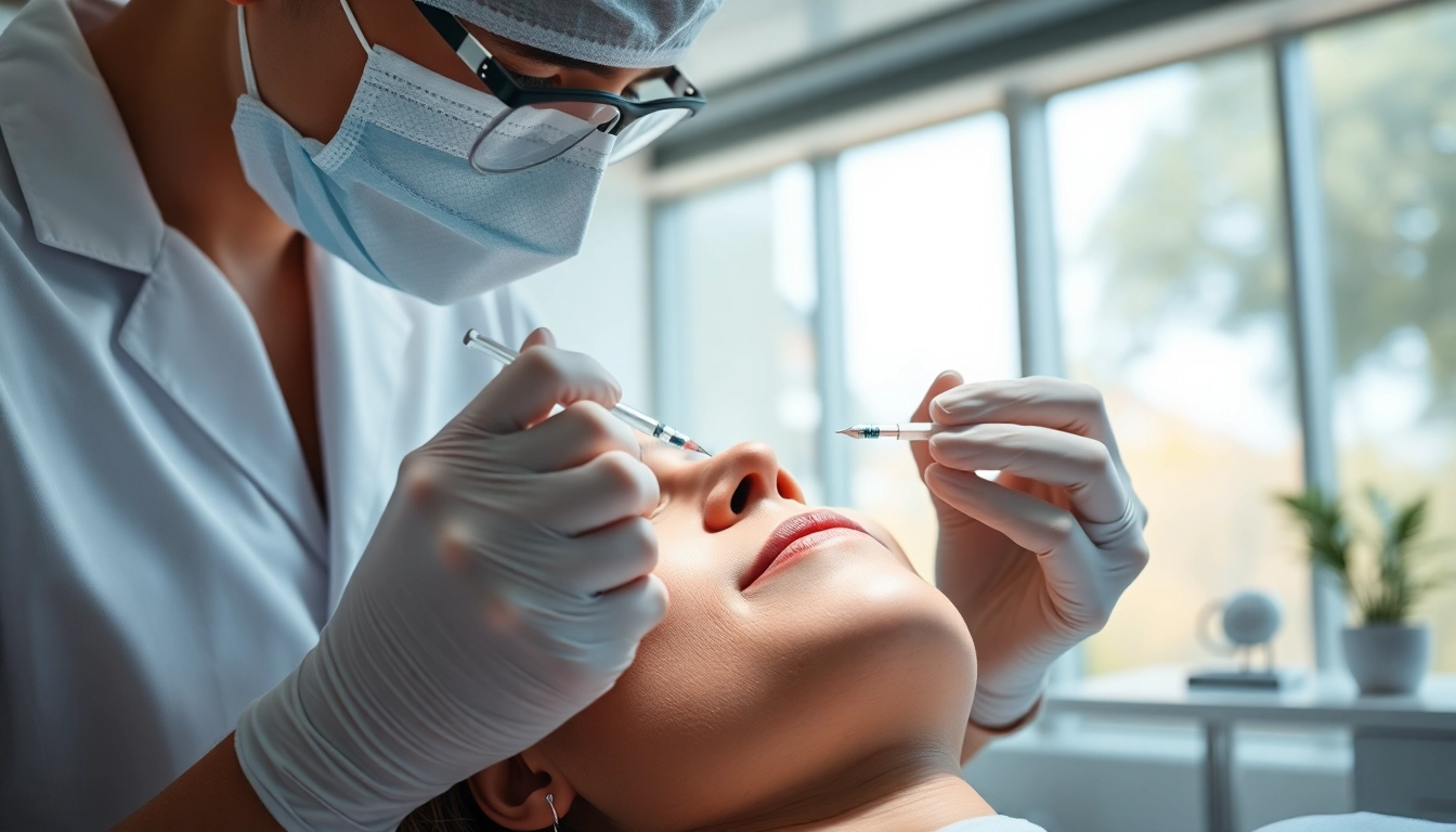 Restylane dermal filler application to enhance facial features.