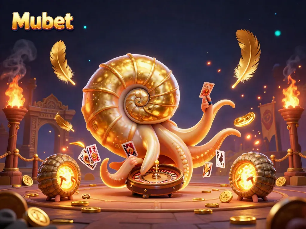 Engage with Mubet's exciting gaming experience, featuring vibrant casino elements and a dynamic atmosphere.