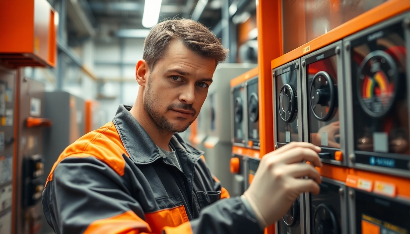 Technician conducting a DGUV V3 Prüfung on electrical equipment, ensuring safety and compliance.