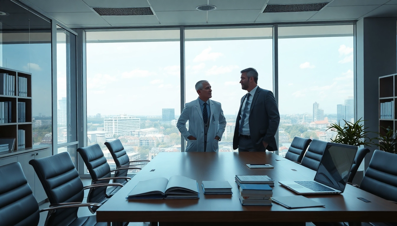 Professioneller Headhunter Ärzte berät im modernen Büro mit Arzt.
