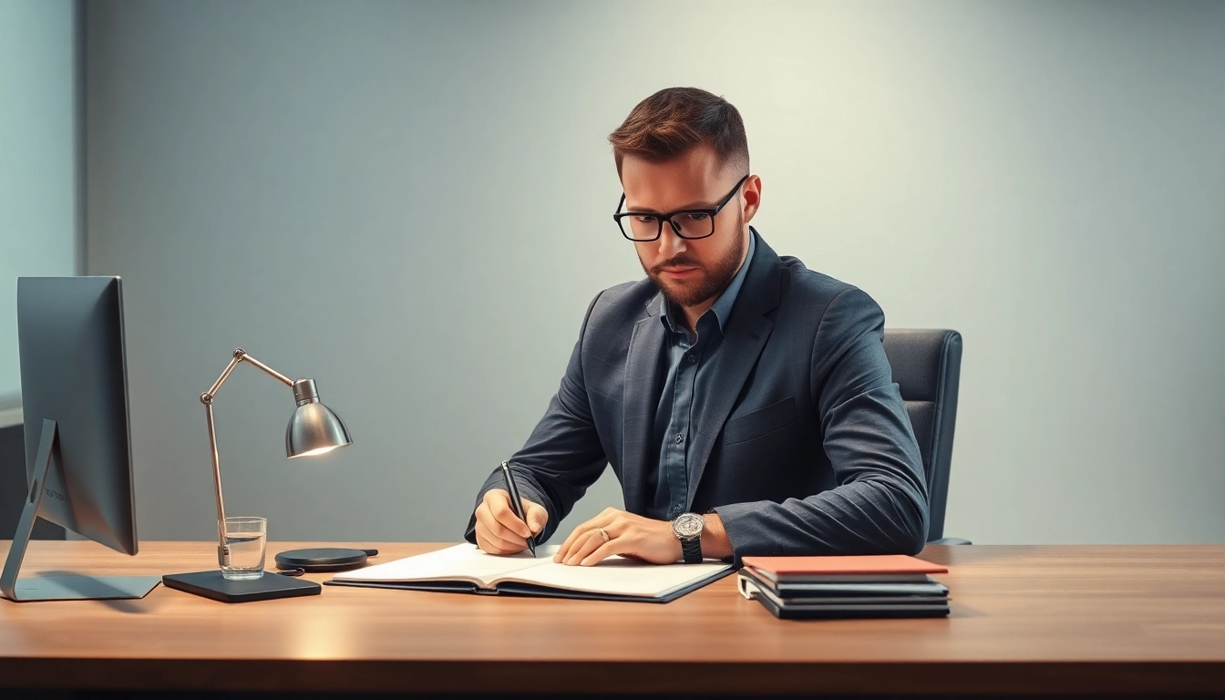 Professioneller Headhunter Schweiz arbeitet konzentriert in modernem Büro mit Lebensläufen.