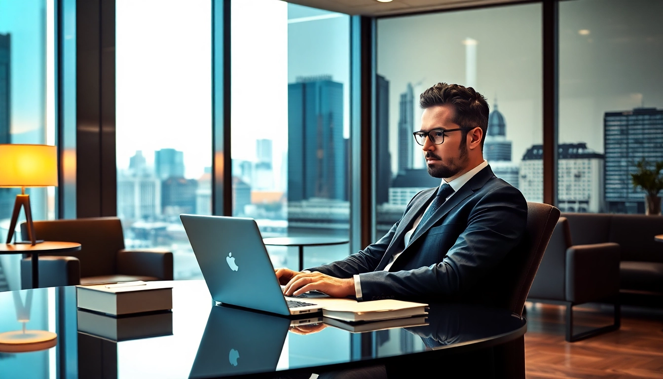 Professioneller Headhunter Frankfurt arbeitet in modernem Büro.