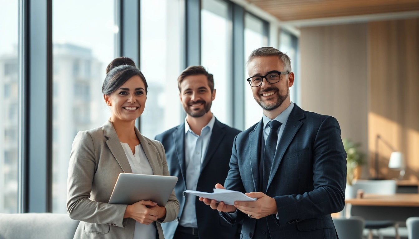 Professioneller Austausch in einer Headhunter Agentur, Mitarbeiter berät Kunden.