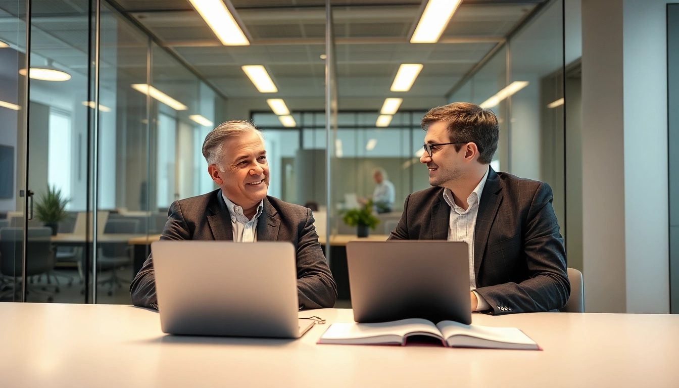 Headhunter Oberhausen führt ein Gespräch mit einem Kandidaten in einem modernen Büro.