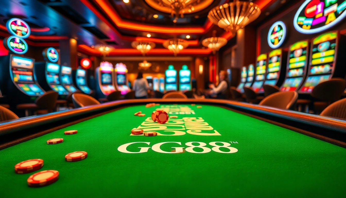 Experience thrilling gameplay at GG88 casino with vibrant poker tables and engaging slot machines.
