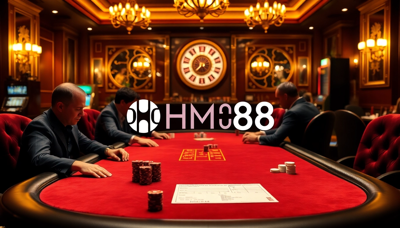 High-stakes poker action featuring HM88 branding and casino excitement.