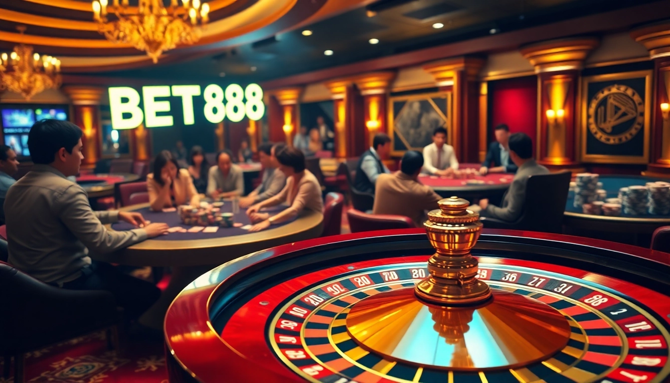 Experience the excitement of BET88 at a luxury casino with thrilling roulette and poker games.