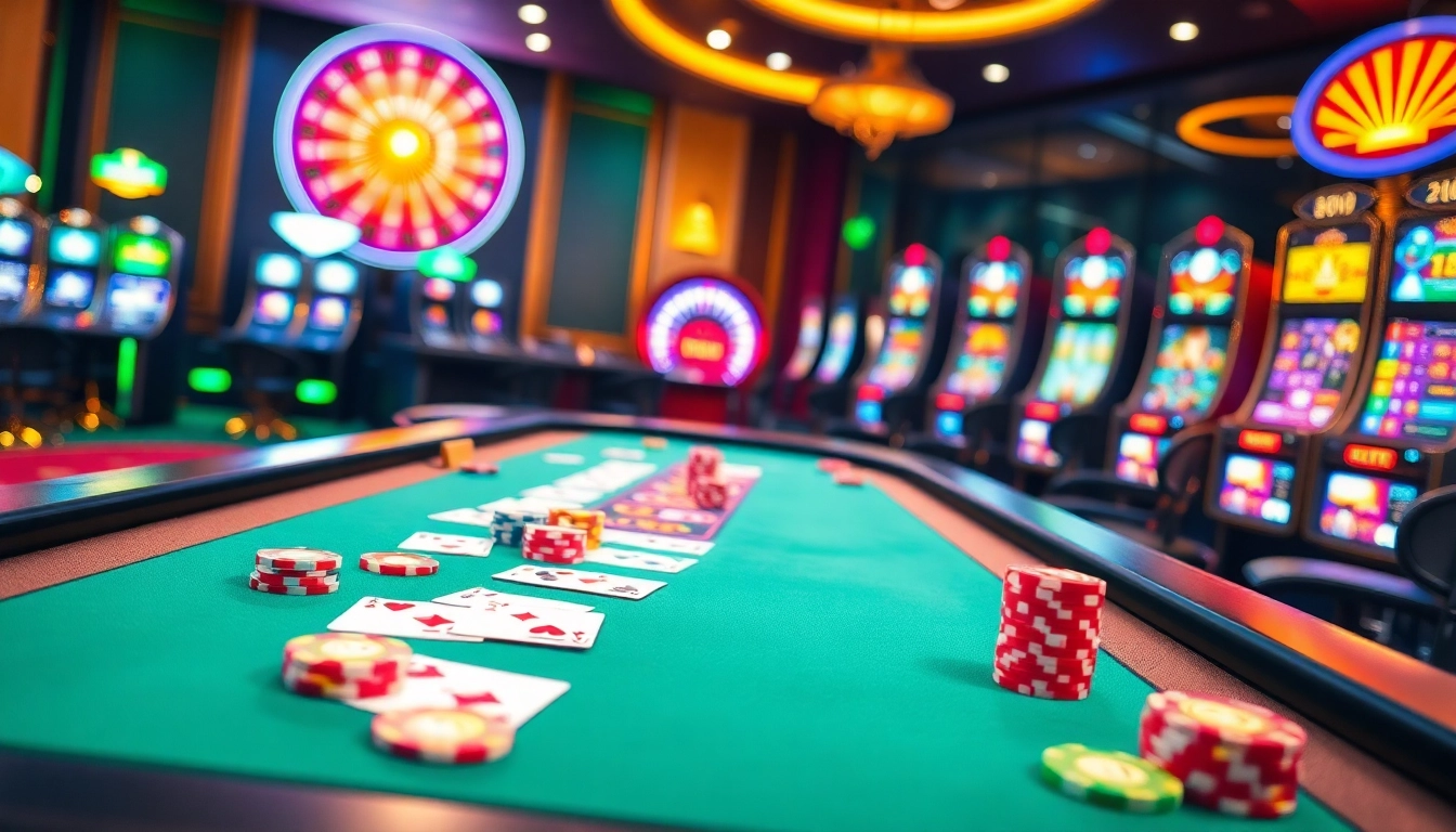 Experience the thrill of 88i nhà cái at a luxurious blackjack table surrounded by vibrant casino elements.
