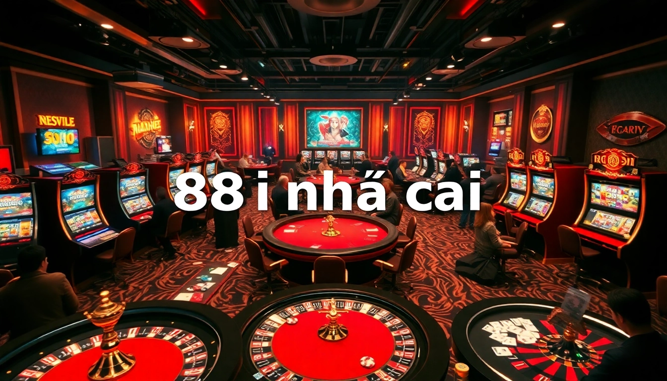 Exciting gameplay at 88i nhà cái casino featuring poker tables and vibrant slot machines.