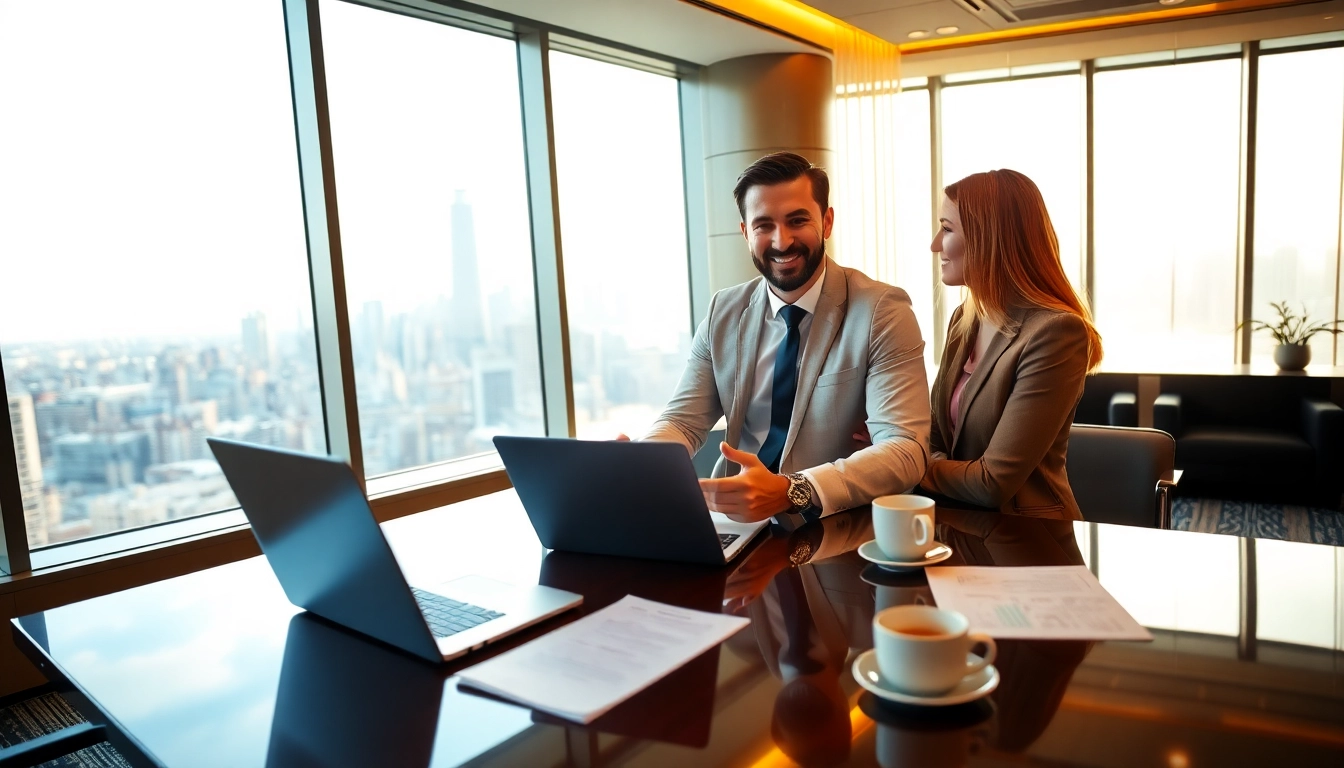 Headhunter Schweiz im eleganten Büro während einer Beratung mit einem Klienten.